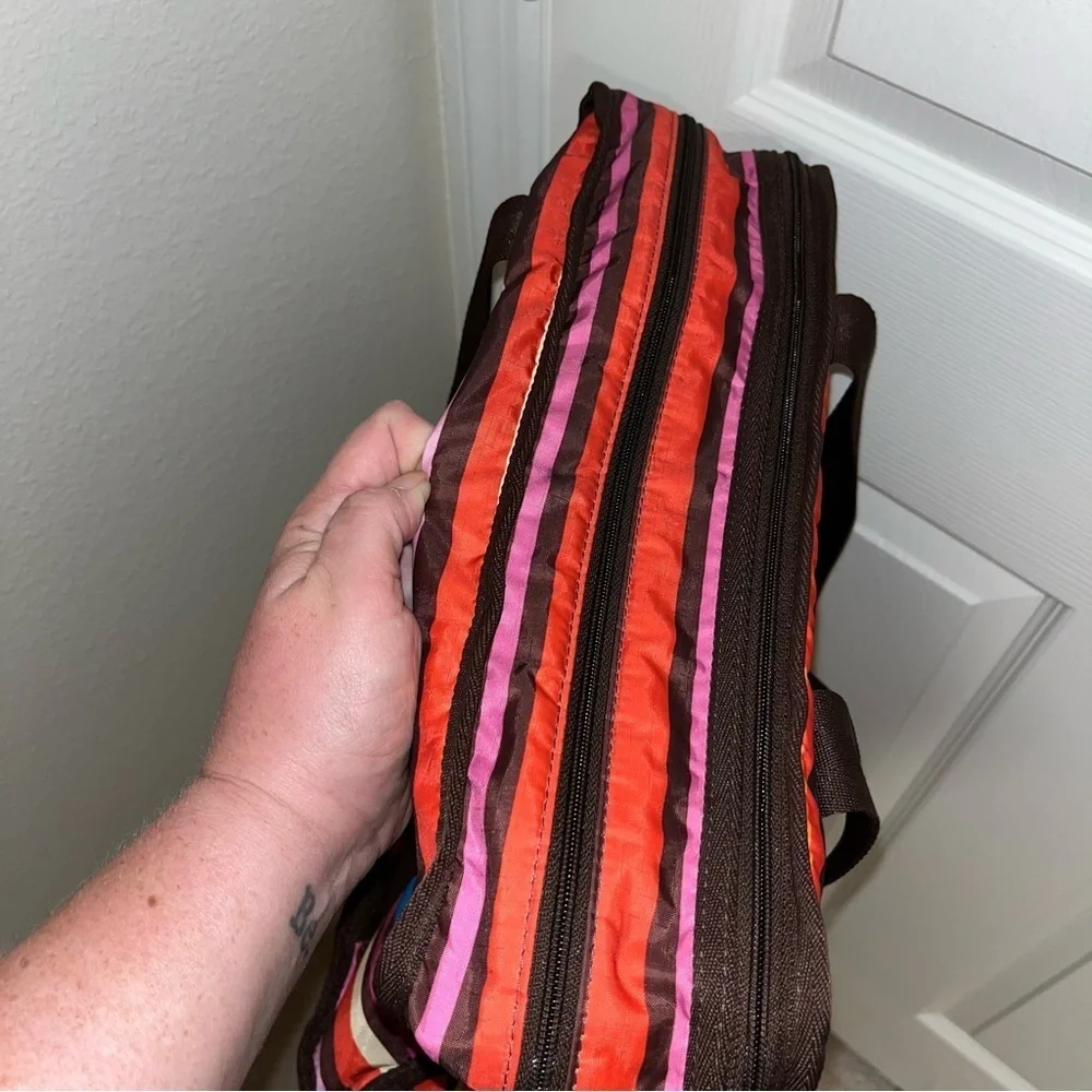 Lesportsac purse vintage computer laptop bag rainbow stripes retro nylon light